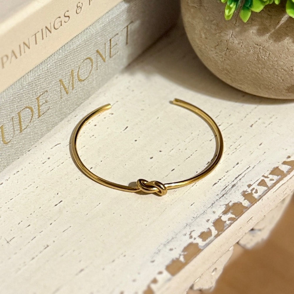 Shashi Gold Knot Bangle Bracelet - Picture 9 of 12